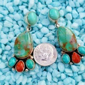 Native American Navajo  silver Turquoise Coral